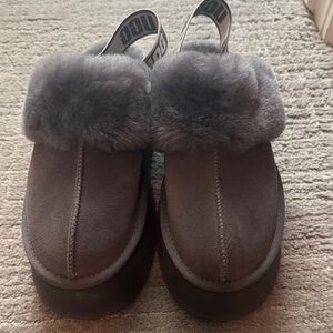 UGG Women's Charcoal Fur Slippers